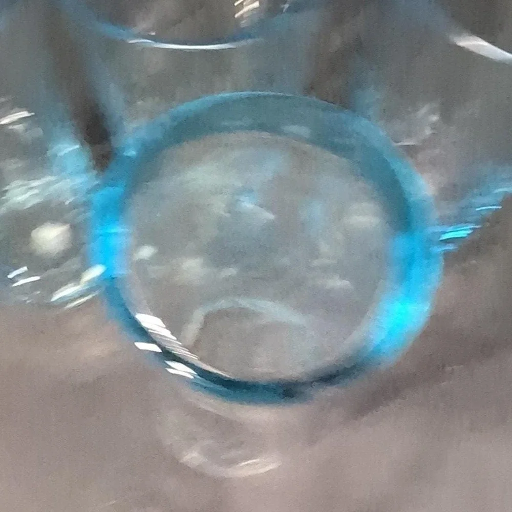 Wheaton‎ Blue Tint Highball Glasses, Set of 4, Vintage Optic Swirl Pressed Glass